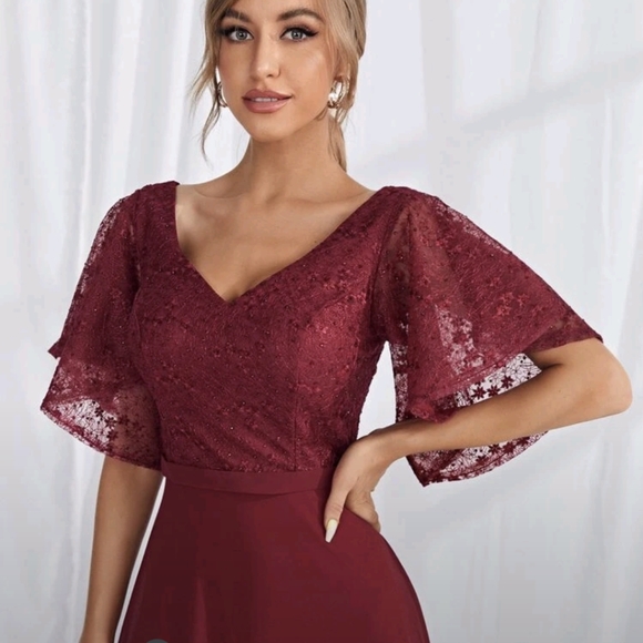 Size 4 (US) Shein Burgundy Formal Dress - Picture 3 of 5